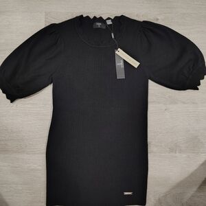 Tahari Black Puff Sleeve Blouse